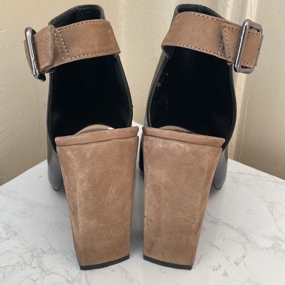 Schutz black ankle boots peep toe block suede heels EU38 US 7 - Picture 4 of 6